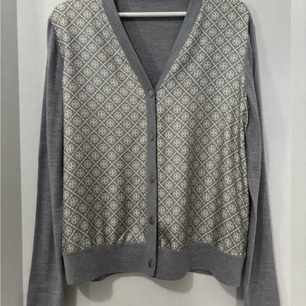 TORY BURCH Gray Patterned Cardigan